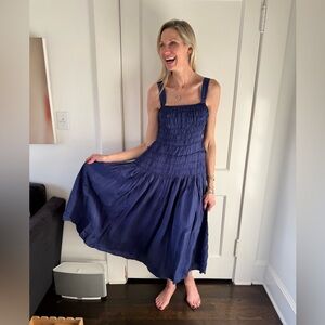J.CREW Silky Smocked Midi Dress